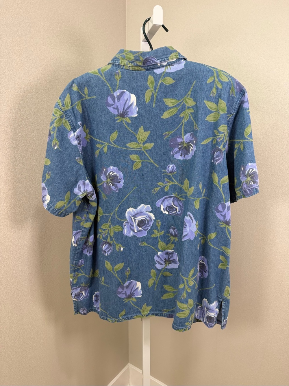 Casely & Max Floral Denim Button-Up — Lavender Roses - Picture 2 of 3